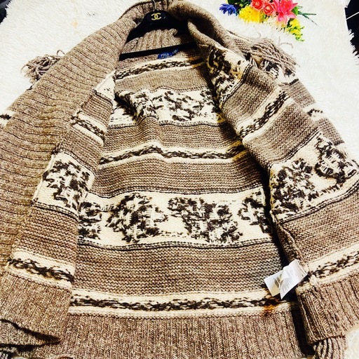 XL✨RALPH LAUREN✨ラルフローレン✨フリンジ✨ロングカーディガン✨