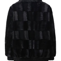 新品未使用✨ プレミアムファーコート 冬アウター ファージャケット メンズ 黒 ハイネック フルジップ 防風 シンプル 無地 の画像