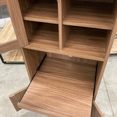 【kj198】美品 ブラウン レンジボード レンジ台 ミニ食器棚 キッチン収納 炊飯器 キッチンボード 検)一人暮らし　ファミリー　冷蔵庫　洗濯機　オフィス　事務　テーブル　ラック　収納　家具　ソファ　キッチンの画像