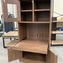 【kj198】美品 ブラウン レンジボード レンジ台 ミニ食器棚 キッチン収納 炊飯器 キッチンボード 検)一人暮らし　ファミリー　冷蔵庫　洗濯機　オフィス　事務　テーブル　ラック　収納　家具　ソファ　キッチンの画像