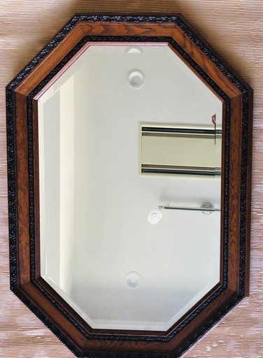 アンティーク 壁掛け鏡 八角形ミラー