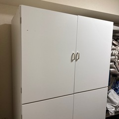 分解済・たっぷり奥行77cm モダン布団タンス ホワイト白収納 幅120cmの画像