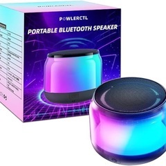 POWLERCTL スピーカー/ポータブルスピーカー/ワイヤレススピーカー (Protable Mini Bluetooth Speaker) 3D サラウンド, LEDライト 防塵IP6,内蔵マイク搭載/TFカード/AUX/TWS&FMラジオ対応 (ブラック)の画像