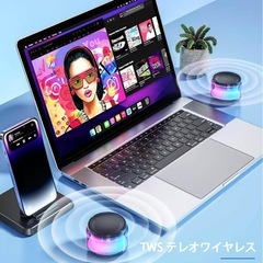 POWLERCTL スピーカー/ポータブルスピーカー/ワイヤレススピーカー (Protable Mini Bluetooth Speaker) 3D サラウンド, LEDライト 防塵IP6,内蔵マイク搭載/TFカード/AUX/TWS&FMラジオ対応 (ブラック)の画像