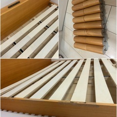 ベッドフレーム　ナチュラル　USBポート付き　棚付き　高さ3段階変更可　の画像