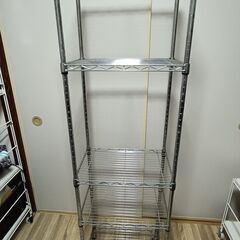 キャスター付き スチールラック 5段 164✕45.5✕30.5cm メタルラック 棚 メタルシェルフ ワイヤーラック ラック スチール シェルフ  収納棚 収納 スリム 省スペース 頑丈 の画像