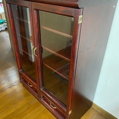 karimoku オールド カリモク キャビネット 木製 サイドボード ガラス扉付の画像