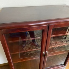 karimoku オールド カリモク キャビネット 木製 サイドボード ガラス扉付の画像