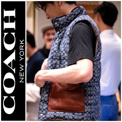 激シブ✨COACH✨コーチ✨ダウンベスト✨シグネチャー✨デニム✨リバーシブル✨