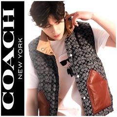 激シブ✨COACH✨コーチ✨ダウンベスト✨シグネチャー✨デニム✨リバーシブル✨の画像