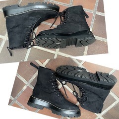 H&M 黒のスエード調ブーツ 擦れ傷ありの画像