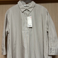 （タグ付き）UNIQLO エクストラファインコットンAラインワンピース（七分袖）の画像