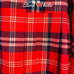 女児赤チェックワンピース 130cmの画像