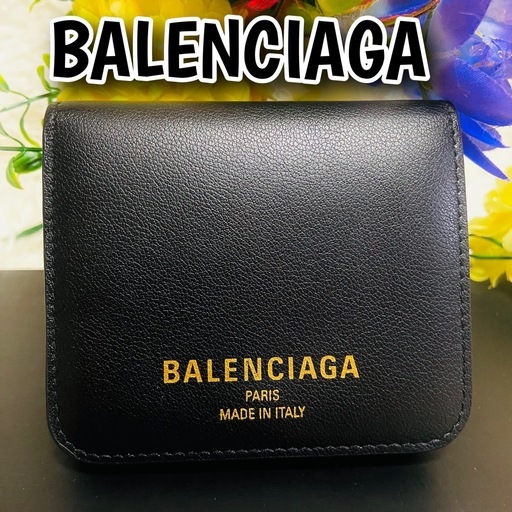 現行品✨本革✨BALENCIAGA✨バレンシアガ✨財布✨レザー✨ブラック✨ロゴ