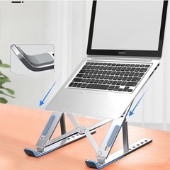 シルバー スタンド ノートパソコン タブレット 端末 角度調整 持ち運び PCの画像