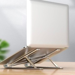 シルバー スタンド ノートパソコン タブレット 端末 角度調整 持ち運び PCの画像