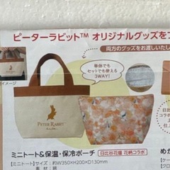 ピーターラビットミニトート＆保温保冷ポーチ日比谷花壇コラボ　2点セットの画像