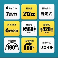 中古作動品　除雪機 電動 自走式 エンジン 除雪 小型 7馬力 強力 ハイパワー 雪かき機 4サイクル ミニローダー 雪片し 雪撥ね 雪掘り sg098  の画像