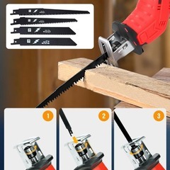 レシプロソー⭐️充電式 電動のこぎり 21V超強力 バッテリー2個 替え刃12本の画像