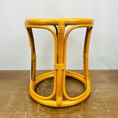 【長期保存/未使用品】籐 スツール サイズ：直径320ｍｍ×高さ370mmの画像