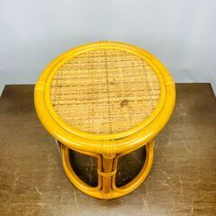 【長期保存/未使用品】籐 スツール サイズ：直径320ｍｍ×高さ370mmの画像