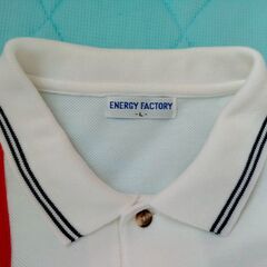 【古着】ENERGY FACTORY　アメリカンな長袖ポロシャツ　白　Ｌ　中古　送料が高いので取りにこれる方限定の画像