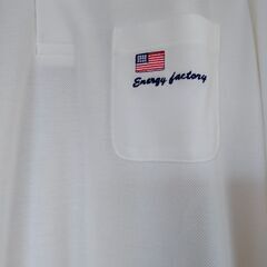 【古着】ENERGY FACTORY　アメリカンな長袖ポロシャツ　白　Ｌ　中古　送料が高いので取りにこれる方限定の画像