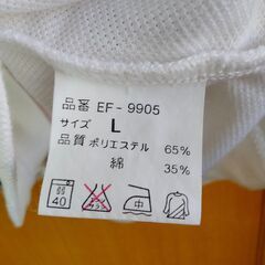 【古着】ENERGY FACTORY　アメリカンな長袖ポロシャツ　白　Ｌ　中古　送料が高いので取りにこれる方限定の画像