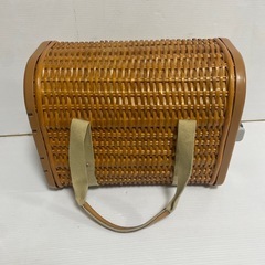 ペット用 キャリーバッグ 籐製 ラタン 猫 犬 小型 持ち運び レトロの画像
