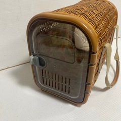 ペット用 キャリーバッグ 籐製 ラタン 猫 犬 小型 持ち運び レトロの画像