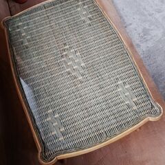 ラタンテーブル ガラス天板 センターテーブル 和モダン 籐 アンティーク ヴィンテージ レトロの画像