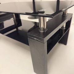 ブラックセンターテーブル ローテーブル ガラス リビングテーブル の画像