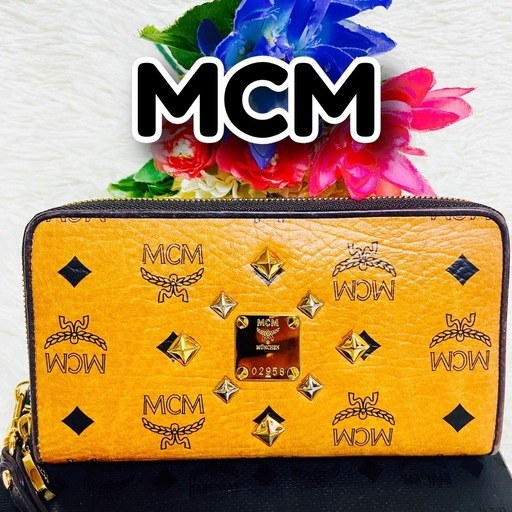 スタッズ✨MCM✨エムシーエム✨財布✨ヴィセトス✨本革✨ラウンドファスナー✨限定