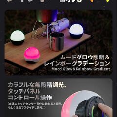 ランタン LEDランタン キャンプランタン【業界初タッチセンサー式＆レインボーライト】 充電式 7色切替 作業灯 高輝度 無段階調光 輝度記憶 IPX65防水 マグネット内蔵 小型 キャンプ アウトドア 登山 夜釣り 防災 停電 緊急 非常用 LEDライト 日本語取扱説明書 ホワイトの画像