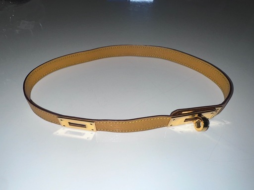 HERMES エルメス ケリー チョーカー ブレスレット ドゥブルトゥール レザー ゴールド キャメル