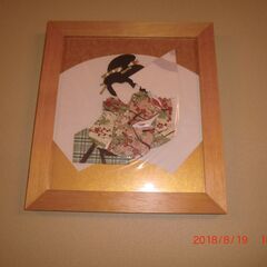 手作り品です。　和服美人　額入りの画像