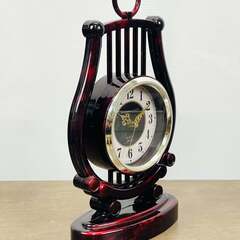 MEMORIAL HARP クオーツ 置時計 日本製 漆塗風 昭和 レトロ【動作品】の画像
