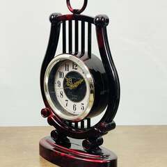 MEMORIAL HARP クオーツ 置時計 日本製 漆塗風 昭和 レトロ【動作品】の画像