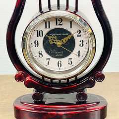 MEMORIAL HARP クオーツ 置時計 日本製 漆塗風 昭和 レトロ【動作品】の画像