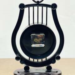 MEMORIAL HARP クオーツ 置時計 日本製 漆塗風 昭和 レトロ【動作品】の画像