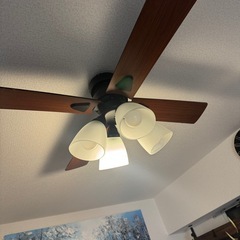 (2年使用) LOWYAシーリングファンライト 4灯 AI電球セットの画像