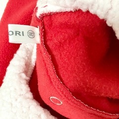 90サイズ　レッグウォーマー付　サンタワンピース　フリース生地　クリスマスコスチュームの画像