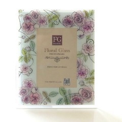 新品！フォトフレーム 写真立てガラス 自然水彩画 ガラス ローズの画像