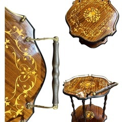 ■イタリア製　象嵌　キャスター付きキッチンワゴン　コーヒーテーブルの画像