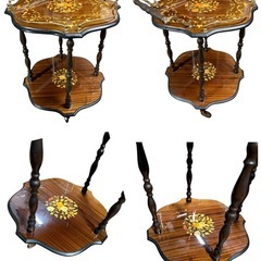 ■イタリア製　象嵌　キャスター付きキッチンワゴン　コーヒーテーブルの画像