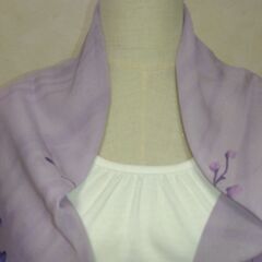 スカーフ　パープル×花の画像