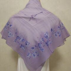 スカーフ　パープル×花の画像