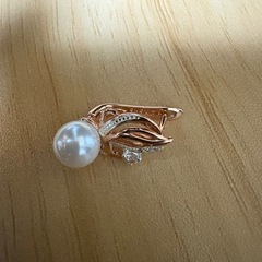 パールドロップイヤリング　585 ローズゴールドシルバーカラーの画像