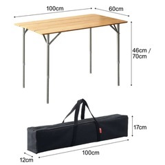 【美品】レジャーテーブル 折りたたみ バンブー 竹製 幅 60x100cm ピクニックテーブル テーブル ローテーブル アウトドアテーブル キャンプ アウトドア ピクニック バーベキュー ★の画像