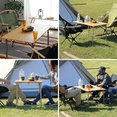 【美品】レジャーテーブル 折りたたみ バンブー 竹製 幅 60x100cm ピクニックテーブル テーブル ローテーブル アウトドアテーブル キャンプ アウトドア ピクニック バーベキュー ★の画像